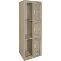 Clean Line Lockers, 3 -tier, Bank of 2, 24" x 12" x 72", Steel, Beige, Rivet (Assembled), Perforated PB Rental Co. Ltd.