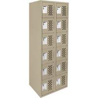 Clean-Line Perforated Lockerette, 6 -tier, Bank of 2, 15" x 72" x 12", Steel PB Rental Co. Ltd.