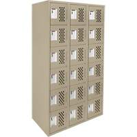 Clean-Line Perforated Lockerette, 6 -tier, Bank of 3, 15" x 72" x 12", Steel PB Rental Co. Ltd.