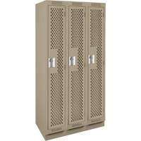 Clean Line Lockers, Bank of 3, 36" x 12" x 76", Steel, Beige, Rivet (Assembled), Perforated PB Rental Co. Ltd.