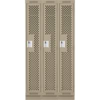 Clean Line Lockers, Bank of 3, 36" x 12" x 76", Steel, Beige, Rivet (Assembled), Perforated PB Rental Co. Ltd.