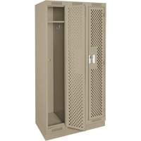 Clean Line Lockers, Bank of 3, 36" x 12" x 76", Steel, Beige, Rivet (Assembled), Perforated PB Rental Co. Ltd.