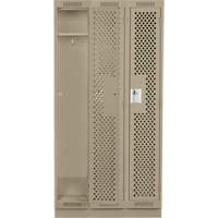Clean Line Lockers, Bank of 3, 36" x 12" x 76", Steel, Beige, Rivet (Assembled), Perforated PB Rental Co. Ltd.