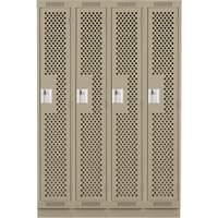 Clean Line Lockers, Bank of 4, 48" x 12" x 76", Steel, Beige, Rivet (Assembled), Perforated PB Rental Co. Ltd.