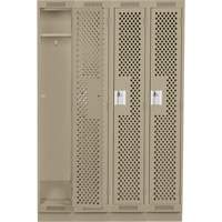 Clean Line Lockers, Bank of 4, 48" x 12" x 76", Steel, Beige, Rivet (Assembled), Perforated PB Rental Co. Ltd.