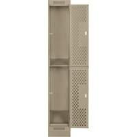 Casiers Clean Line, 2 niveaux, 12" x 15" x 76", Acier, Beige, Rivet (assembl&eacute;), Perfor&eacute; PB Rental Co. Ltd.