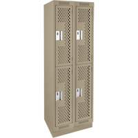 Casiers Clean Line, 2 niveaux, Bloc de 2, 24" x 15" x 76", Acier, Beige, Rivet (assembl&eacute;), Perfor&eacute; PB Rental Co. Ltd.