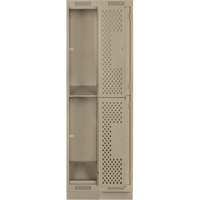Casiers Clean Line, 2 niveaux, Bloc de 2, 24" x 15" x 76", Acier, Beige, Rivet (assembl&eacute;), Perfor&eacute; PB Rental Co. Ltd.