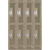 Casiers Clean Line, 2 niveaux, Bloc de 4, 48" x 15" x 76", Acier, Beige, Rivet (assembl&eacute;), Perfor&eacute; PB Rental Co. Ltd.
