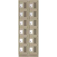 Assembled Lockerettes Clean Line Perforated Economy Lockers, 6 -tier, Bank of 2, 18" x 72" x 12", Steel PB Rental Co. Ltd.
