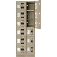 Assembled Lockerettes Clean Line Perforated Economy Lockers, 6 -tier, Bank of 2, 18" x 72" x 12", Steel PB Rental Co. Ltd.