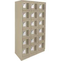 Assembled Lockerettes Clean Line Perforated Economy Lockers, 6 -tier, Bank of 3, 18" x 72" x 12", Steel PB Rental Co. Ltd.