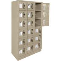 Assembled Lockerettes Clean Line Perforated Economy Lockers, 6 -tier, Bank of 3, 18" x 72" x 12", Steel PB Rental Co. Ltd.