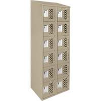 Assembled Lockerettes Clean Line Perforated Economy Lockers, 6 -tier, Bank of 2, 18" x 72" x 12", Steel PB Rental Co. Ltd.