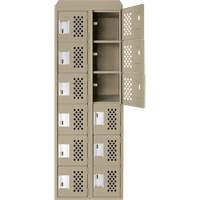 Assembled Lockerettes Clean Line Perforated Economy Lockers, 6 -tier, Bank of 2, 18" x 72" x 12", Steel PB Rental Co. Ltd.