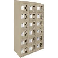 Assembled Lockerettes Clean Line Perforated Economy Lockers, 6 -tier, Bank of 3, 18" x 72" x 12", Steel PB Rental Co. Ltd.
