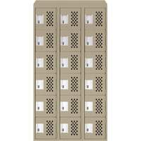 Assembled Lockerettes Clean Line Perforated Economy Lockers, 6 -tier, Bank of 3, 18" x 72" x 12", Steel PB Rental Co. Ltd.