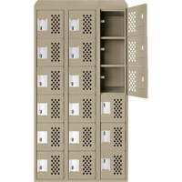 Assembled Lockerettes Clean Line Perforated Economy Lockers, 6 -tier, Bank of 3, 18" x 72" x 12", Steel PB Rental Co. Ltd.