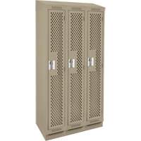 Casiers Clean Line, Bloc de 3, 36" x 12" x 82", Acier, Beige, Rivet (assembl&eacute;), Perfor&eacute; PB Rental Co. Ltd.