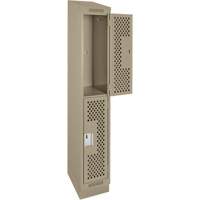 Casiers Clean Line, 2 niveaux, 12" x 12" x 82", Acier, Beige, Rivet (assembl&eacute;), Perfor&eacute; PB Rental Co. Ltd.