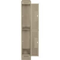 Casiers Clean Line, 2 niveaux, 12" x 12" x 82", Acier, Beige, Rivet (assembl&eacute;), Perfor&eacute; PB Rental Co. Ltd.