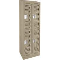 Casiers Clean Line, 2 niveaux, Bloc de 2, 24" x 12" x 82", Acier, Beige, Rivet (assembl&eacute;), Perfor&eacute; PB Rental Co. Ltd.