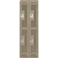Casiers Clean Line, 2 niveaux, Bloc de 2, 24" x 12" x 82", Acier, Beige, Rivet (assembl&eacute;), Perfor&eacute; PB Rental Co. Ltd.