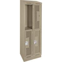 Casiers Clean Line, 2 niveaux, Bloc de 2, 24" x 12" x 82", Acier, Beige, Rivet (assembl&eacute;), Perfor&eacute; PB Rental Co. Ltd.