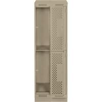 Casiers Clean Line, 2 niveaux, Bloc de 2, 24" x 12" x 82", Acier, Beige, Rivet (assembl&eacute;), Perfor&eacute; PB Rental Co. Ltd.