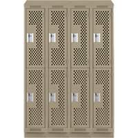 Clean Line Lockers, 2 -tier, Bank of 4, 48" x 12" x 82", Steel, Beige, Rivet (Assembled), Perforated PB Rental Co. Ltd.