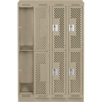 Clean Line Lockers, 2 -tier, Bank of 4, 48" x 12" x 82", Steel, Beige, Rivet (Assembled), Perforated PB Rental Co. Ltd.