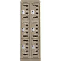 Clean Line Lockers, 3 -tier, Bank of 2, 24" x 15" x 82", Steel, Beige, Rivet (Assembled), Perforated PB Rental Co. Ltd.