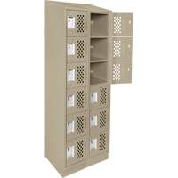 Clean-Line Perforated Lockerette, 6 -tier, Bank of 2, 12" x 72" x 12", Steel PB Rental Co. Ltd.