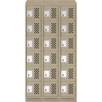Clean-Line Perforated Lockerette, 6 -tier, Bank of 3, 12" x 72" x 12", Steel PB Rental Co. Ltd.