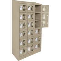 Clean-Line Perforated Lockerette, 6 -tier, Bank of 3, 12" x 72" x 12", Steel PB Rental Co. Ltd.