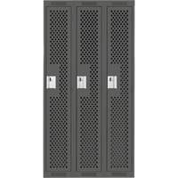 Clean Line Lockers, Bank of 3, 36" x 15" x 72", Steel, Charcoal, Rivet (Assembled), Perforated PB Rental Co. Ltd.
