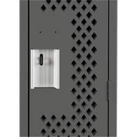 Clean Line Lockers, Bank of 3, 36" x 15" x 72", Steel, Charcoal, Rivet (Assembled), Perforated PB Rental Co. Ltd.