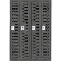 Clean Line Lockers, Bank of 4, 48" x 15" x 72", Steel, Charcoal, Rivet (Assembled), Perforated PB Rental Co. Ltd.