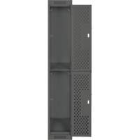 Clean Line Lockers, 2 -tier, 12" x 15" x 72", Steel, Charcoal, Rivet (Assembled), Perforated PB Rental Co. Ltd.