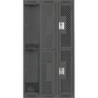 Clean Line Lockers, 2 -tier, Bank of 3, 36" x 12" x 72", Steel, Charcoal, Rivet (Assembled), Perforated PB Rental Co. Ltd.