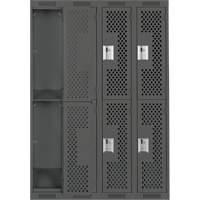 Clean Line Lockers, 2 -tier, Bank of 4, 48" x 12" x 72", Steel, Charcoal, Rivet (Assembled), Perforated PB Rental Co. Ltd.