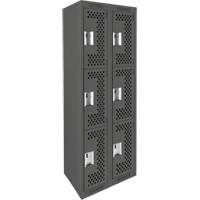 Casiers Clean Line, 3 niveaux, Bloc de 2, 24" x 12" x 72", Acier, Charbon, Rivet (assembl&eacute;), Perfor&eacute; PB Rental Co. Ltd.