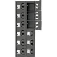 Clean-Line Perforated Lockerette, 6 -tier, Bank of 2, 15" x 72" x 12", Steel PB Rental Co. Ltd.