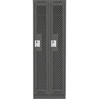 Clean Line Lockers, Bank of 2, 24" x 12" x 76", Steel, Charcoal, Rivet (Assembled), Perforated PB Rental Co. Ltd.