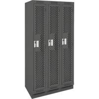 Clean Line Lockers, Bank of 3, 36" x 12" x 76", Steel, Charcoal, Rivet (Assembled), Perforated PB Rental Co. Ltd.