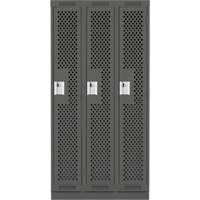 Clean Line Lockers, Bank of 3, 36" x 12" x 76", Steel, Charcoal, Rivet (Assembled), Perforated PB Rental Co. Ltd.