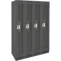 Clean Line Lockers, Bank of 4, 48" x 12" x 76", Steel, Charcoal, Rivet (Assembled), Perforated PB Rental Co. Ltd.