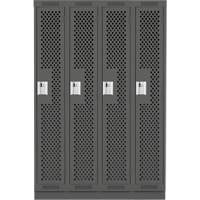 Clean Line Lockers, Bank of 4, 48" x 12" x 76", Steel, Charcoal, Rivet (Assembled), Perforated PB Rental Co. Ltd.