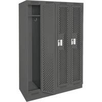 Clean Line Lockers, Bank of 4, 48" x 12" x 76", Steel, Charcoal, Rivet (Assembled), Perforated PB Rental Co. Ltd.