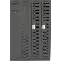 Clean Line Lockers, Bank of 4, 48" x 12" x 76", Steel, Charcoal, Rivet (Assembled), Perforated PB Rental Co. Ltd.